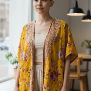 Angie Yellow Floral Kimono